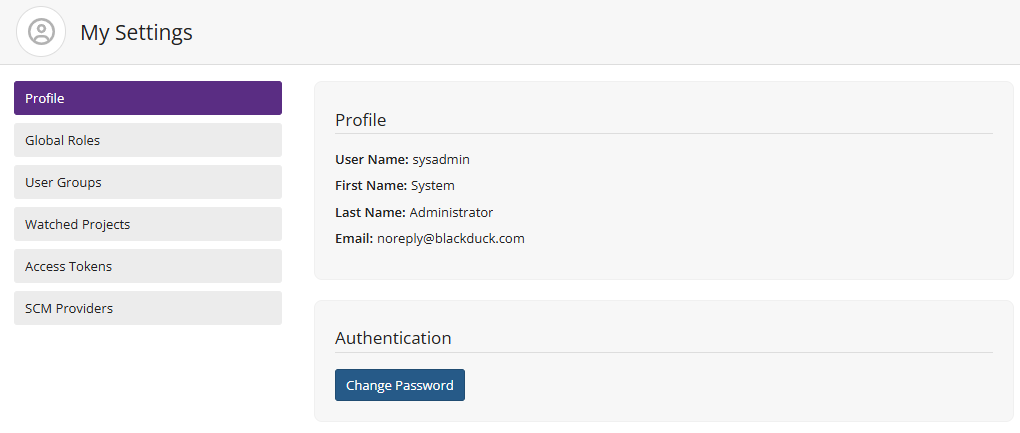 My Profile page